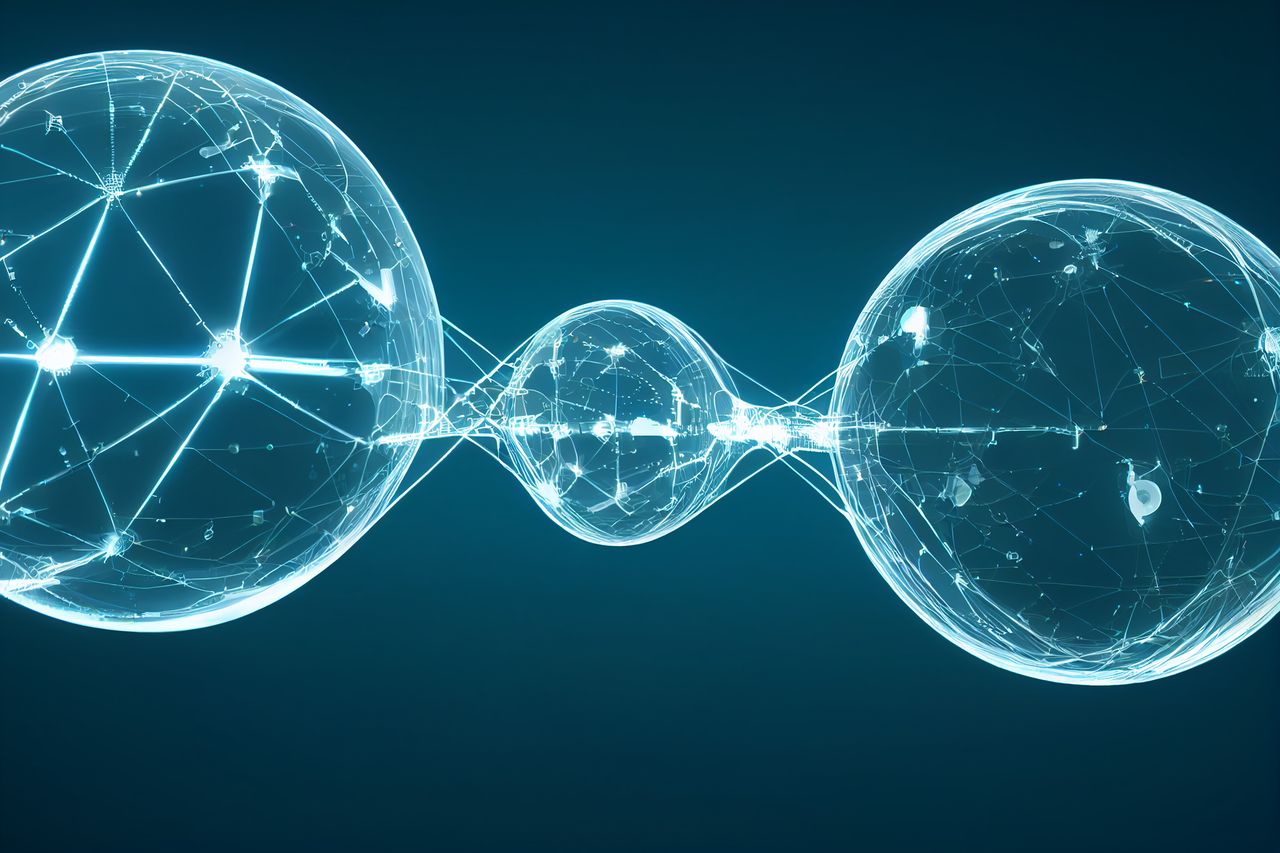 Services Modern digital spheres interconnected by glowing lines, showcasing a futuristic network concept.